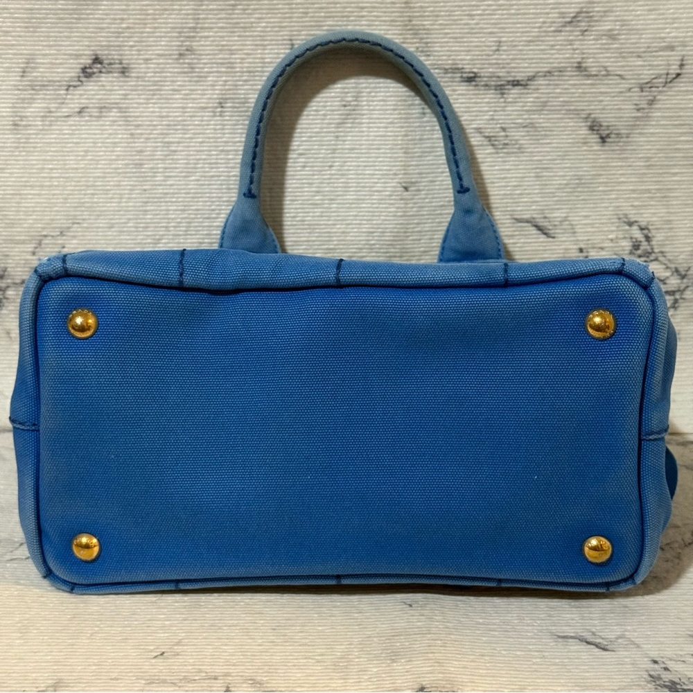 Prada Preloved Blue Canapa Tote / Crossbody - Picture 5 of 10
